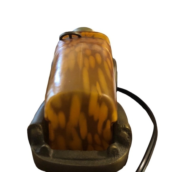 Vintage Car Accent Lamp Night Lite Mottled Glass & Brass Corded Soft Glow Heavy - Picture 9 of 10
